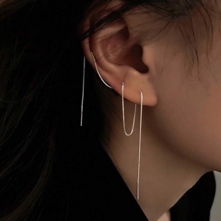 Silver Threader Earrings 18k Gold Plated Silver New